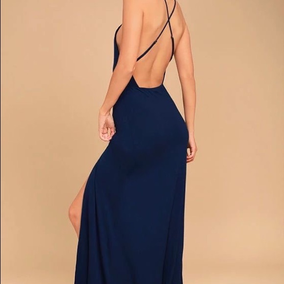 SOLD Lulus Desert Skies Navy Blue Backless Maxi Dress Size Medium - Picture 8 of 9